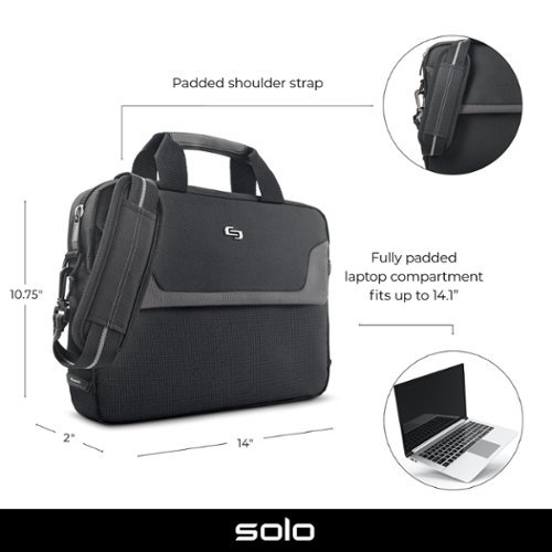 Solo New York Flatiron Slim Briefcase for 14.1 Laptop - Black WORLDWIDE DELIVERY