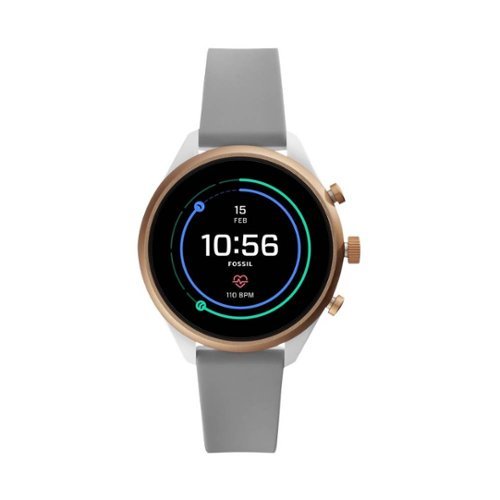 Fossil - Sport Smartwatch 41mm Aluminum - Rose with Gray Silicone Band-Front_Standard 