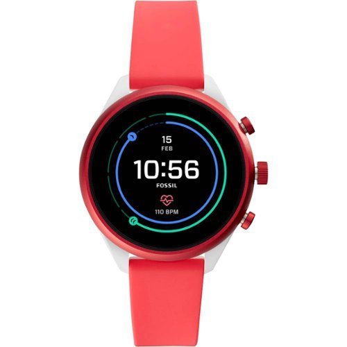 Fossil - Sport Smartwatch 41mm Aluminum - Red with Red Silicone Band - (2018)-Front_Standard 