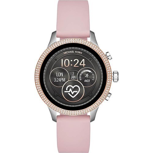 Michael Kors - Access Runway Smartwatch 41mm Stainless Steel - Silver / Rose Gold with Pink Silicone Band-Angle_Standard 