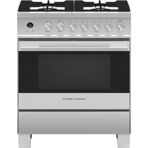 Fisher & Paykel - 3.6 Cu. Ft. Self-Cleaning Freestanding Dual Fuel Convection Range - Stainless steel/black glass
