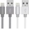 Just Wireless - 6' Lightning-to-USB Type A Cable (2-Pack) - Silver/Slate Gray-Front_Standard