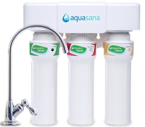 Aquasana - Claryum® 3-Stage Max Flow 800-gal. Filter Capacity Under Sink Water Filter with Dedicated Faucet - Chrome-Angle_Standard 