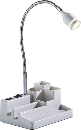 Adesso - LED Desk Lamp with USB Port Plus Storage - White/Brushed Steel