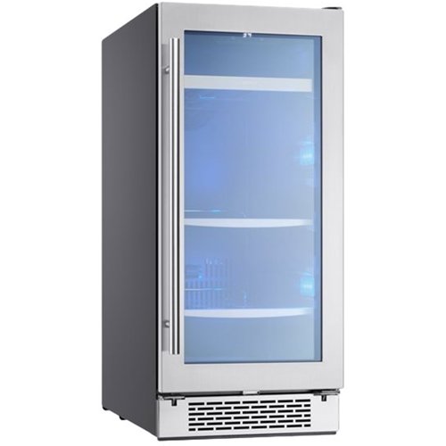 Zephyr - Presrv Beverage Cooler, 15in Under Cabinet, SS+Glass, Reverse Door, 1 Zone - Stainless steel