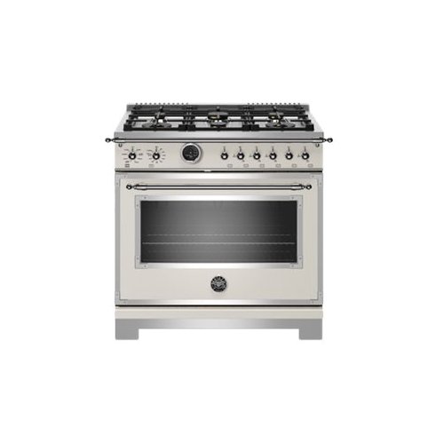 Bertazzoni - 5.7 Cu. Ft. Self-Cleaning Freestanding Dual Fuel Convection Range - Ivory gloss