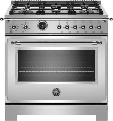 Bertazzoni - Heritage Series 5.7 Cu. Ft. Self-Cleaning Freestanding Dual Fuel Convection Range - Stainless steel