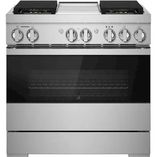 Front. JennAir - NOIR 5.1 Cu. Ft. Self-Cleaning Freestanding Dual Fuel Convection Range - Stainless steel.