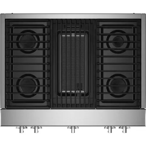 Front. JennAir - NOIR 36" Built-In Gas Cooktop with Grill - Stainless steel.