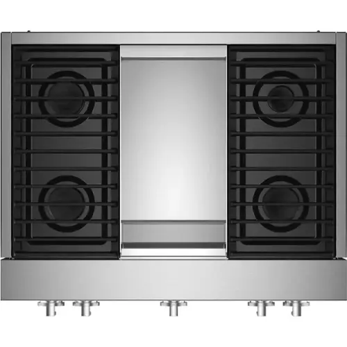 Front. JennAir - NOIR 36" Built-In Gas Cooktop with Griddle - Stainless steel.