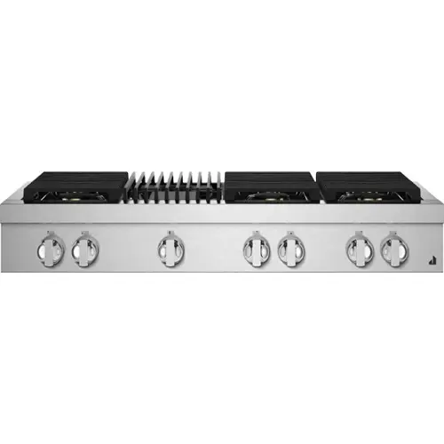 Front. JennAir - NOIR 48" Built-In Gas Cooktop with Grill - Stainless steel.