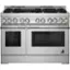 Front. JennAir - RISE 6.3 Cu. Ft. Self-Cleaning Freestanding Double Oven Gas Convection Range with Grill - Stainless Steel.