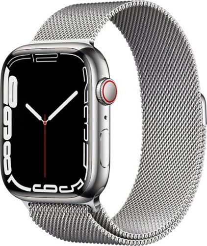 Geek Squad Refurbished Apple Watch Series 7 (GPS + Cellular) 45mm Stainless Steel Case with Silver Milanese Loop - Silver - (2021)-Angle_Standard 
