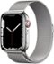 Apple Watch Series 7 (GPS + Cellular) 45mm Stainless Steel Case with Silver Milanese Loop - Silver - (2021)-Angle_Standard