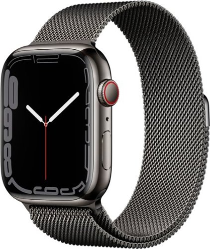 Geek Squad Refurbished Apple Watch Series 7 (GPS + Cellular) 45mm Stainless Steel Case with Graphite Milanese Loop - Graphite - (2021)-Angle_Standard 