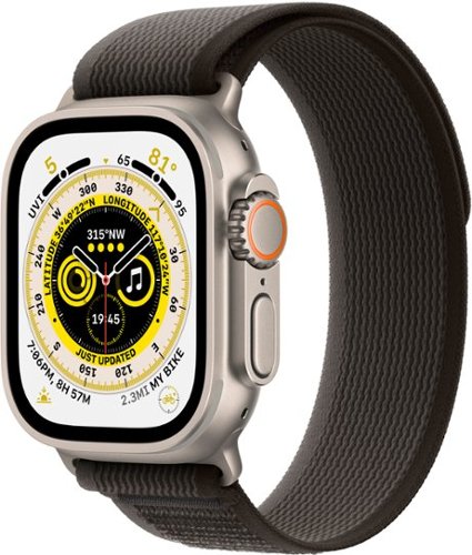 Image of Apple Watch Ultra (GPS + Cellular) 49mm Titanium Case with Black/Gray Trail Loop - S/M - Titanium