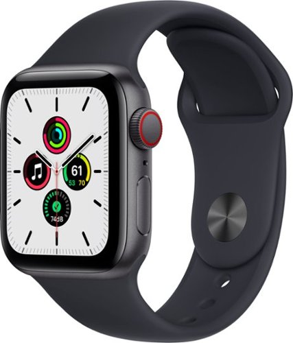 Apple Watch SE 1st Generation (GPS + Cellular) 40mm Aluminum Case with Midnight Sport Band - Space Gray - (2020)-Front_Standard 