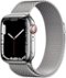 Apple Watch Series 7 (GPS + Cellular) 41mm Silver Stainless Steel Case with Silver Milanese Loop - Silver-Angle_Standard