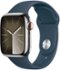 Apple Watch Series 9 (GPS + Cellular) 41mm Silver Stainless Steel Case with Storm Blue Sport Band w/ Blood Oxygen - M/L - Silver (AT&T) - (2023)-Front_Standard