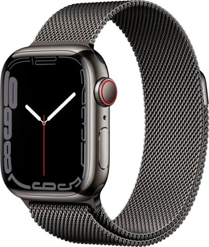 Apple Watch Series 7 (GPS + Cellular) 41mm Graphite Stainless Steel Case with Graphite Milanese Loop - Graphite (AT&T) - (2021)-Angle_Standard 