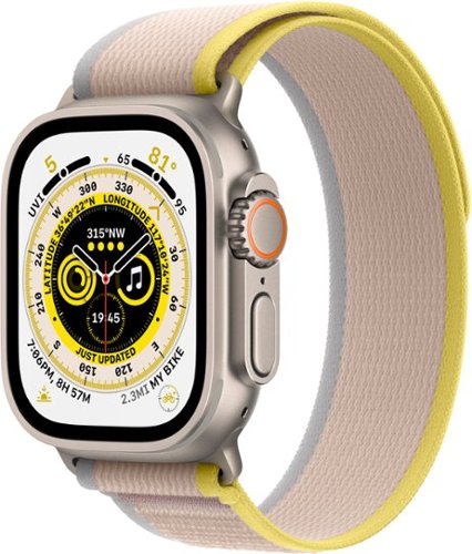 

Apple Watch Ultra (GPS + Cellular) 49mm Titanium Case with Yellow/Beige Trail Loop - S/M - Titanium (AT&T)
