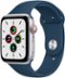 Apple Watch SE (1st Generation GPS + Cellular) 44mm Silver Aluminum Case with Abyss Blue Sport Band - Silver (AT&T) - (2020)-Front_Standard