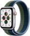 Apple Watch SE (1st Generation GPS + Cellular) 44mm Silver Aluminum Case with Abyss Blue/Moss Green Sport Loop - Silver (AT&T) - (2020)-Front_Standard