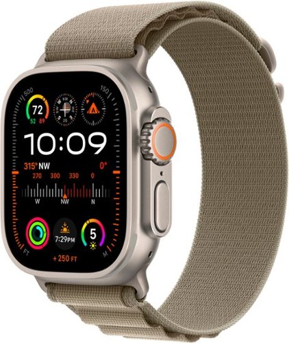 Apple Watch Ultra 2 (GPS + Cellular) 49mm Titanium Case with Olive Alpine Loop - Small - Titanium (Verizon)