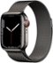 Apple Watch Series 7 (GPS + Cellular) 41mm Graphite Stainless Steel Case with Graphite Milanese Loop - Graphite (Verizon) - (2021)-Angle_Standard