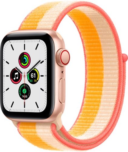 Apple Watch SE (1st Generation GPS + Cellular) 40mm Gold Aluminum Case with Maize/White Sport Loop - Gold (Verizon) - (2020)-Front_Standard 