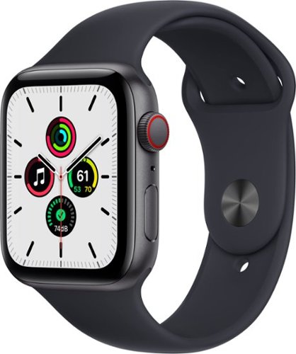 Apple Watch SE (1st Generation GPS + Cellular) 44mm Space Gray Aluminum Case with Midnight Sport Band - Space Gray (Verizon) - (2020)-Front_Standard 
