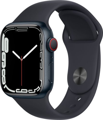 Apple Watch Series 7 (GPS + Cellular) 41mm Midnight Aluminum Case with Midnight Sport Band - Midnight (Verizon) - (2021)-Angle_Standard 