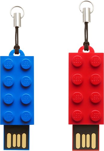  PNY - LEGO 8GB USB 2.0 Type A Flash Drives (2-Pack) - Blue/Red