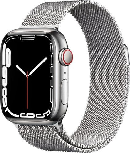 Apple Watch Series 7 (GPS + Cellular) 41mm Silver Stainless Steel Case with Silver Milanese Loop - Silver (Verizon) - (2021)-Angle_Standard 
