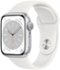 Apple Watch Series 8 (GPS) 41mm Aluminum Case with White Sport Band - S/M - Silver - (2022)-Front_Standard