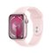Apple Watch Series 9 (GPS) 45mm Pink Aluminum Case with Light Pink Sport Band with Blood Oxygen - M/L - Pink - (2023)-Front_Standard