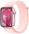 Apple Watch Series 9 (GPS) 45mm Pink Aluminum Case with Light Pink Sport Loop with Blood Oxygen - Pink - (2023)-Front_Standard