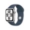 Apple Watch SE 2nd Generation (GPS) 40mm Silver Aluminum Case with Storm Blue Sport Band - S/M - Silver - (2022)-Front_Standard