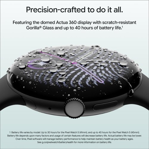 Google Pixel Watch 5 (45mm) Wi Fi Matte Black Case Obsidian Band