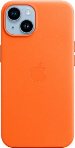 Apple - iPhone 14 Leather Case with MagSafe - Orange-Front_Standard 