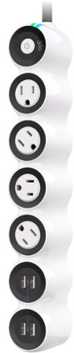  360 Electrical - PowerCurve24, 4 Rotating Outlets/4 USB-A 1080 Joules Surge Protector - White