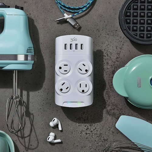 360 Electrical Revolve24, 4 Rotating Outlets/ 4 USB-A 1080 Joules Surge Protector - White WHERE TO BUY