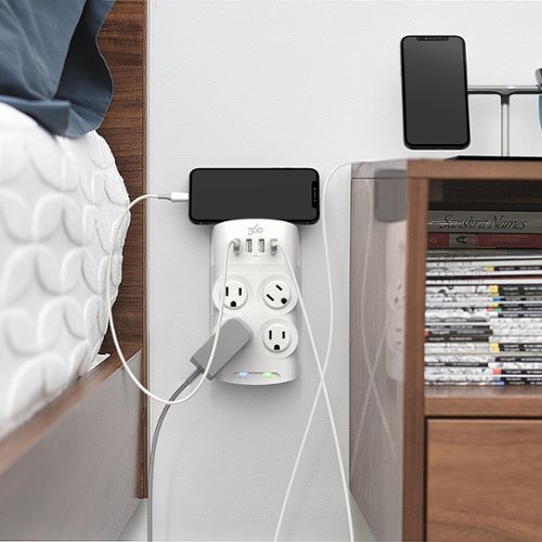 360 Electrical Revolve24, 4 Rotating Outlets/ 4 USB-A 1080 Joules Surge Protector - White BUY IN EUROPE