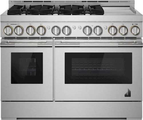 JennAir - RISE 6.3 Cu. Ft. Freestanding Double Oven Gas True Convection Range with Chrome-Infused Griddle - Stainless Steel