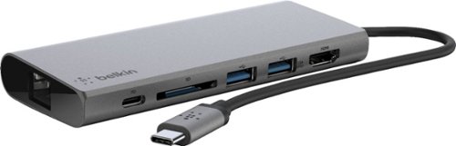 Belkin - 4-Port USB Type-C Hub with Gigabit Ethernet Adapter - Space Gray