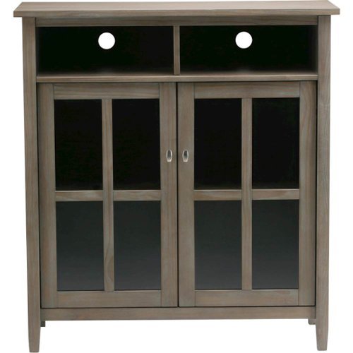 Simpli Home - Warm Shaker Rustic Medium Media Storage Cabinet - Distressed Gray-Front_Standard 