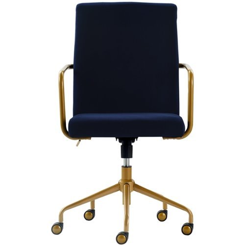 Elle Decor - Giselle Mid-Century Modern Fabric Executive Chair - Gold/Velvet Blue