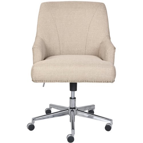 Serta - Leighton Modern Twill Fabric Home Office Chair - Chrome/Light Beige