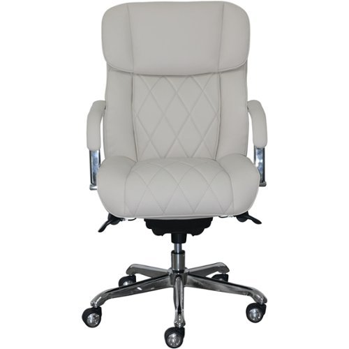 

La-Z-Boy - Comfort and Beauty Sutherland Diamond-Quilted Bonded Leather Office Chair - Light Ivory