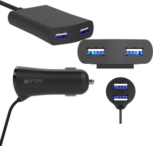  iSimple - 4 Device Vehicle Charger - Black